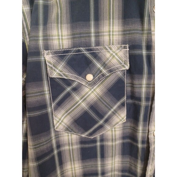 American Eagle Outfitters Shirt XXL Plaid Blue Longsleeve Pearl Snap Vintage Fit - Picture 6 of 9